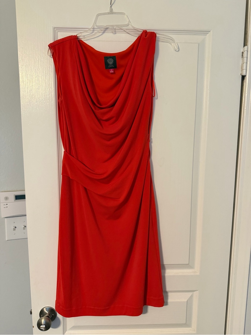 Vince Camuto Red Draped Cowl Midi Dress